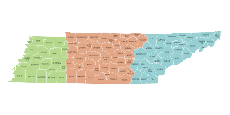Tennessee Grand Divisions Map