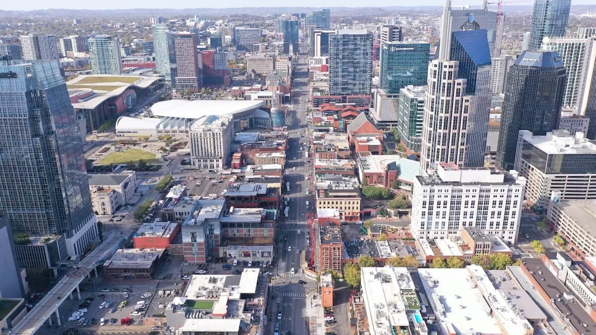 Aerial View of Downtown Nashville, TN