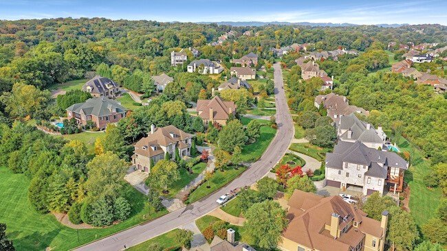 Drone Photos of Homes in the Neighborhood of Hampton Reserve, Brentwood, Tennessee