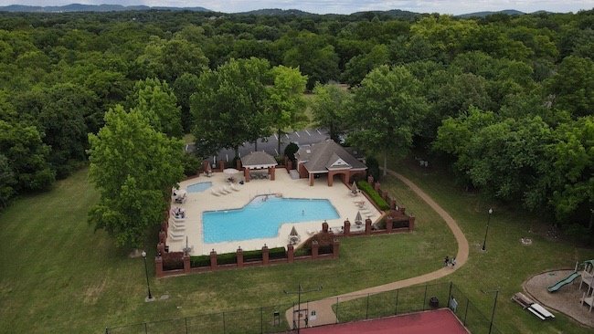 Pool and Walking Path to Tennis Courts in Raintree Forest, Brentwood, Tennessee