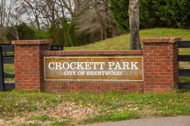Crockett Park Brick Entrance Sign in Brentwood, Tennessee