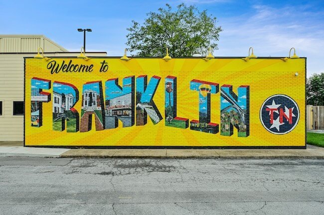 Welcome to Franklin Building Mural in Downtown Franklin, Tennessee