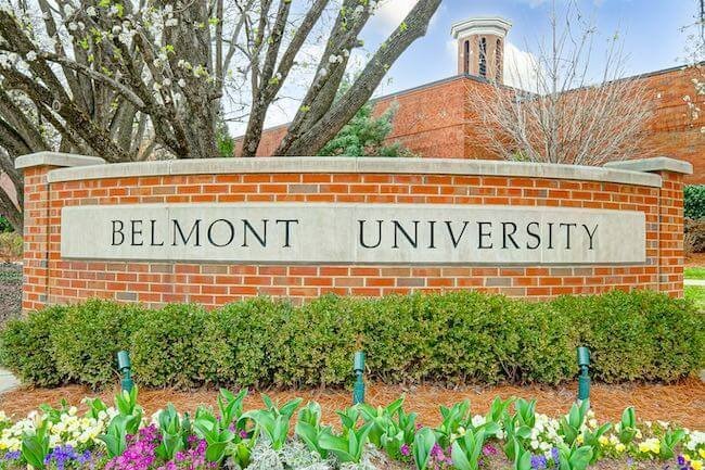 Belmont University Sign in Edgehill Village, Nashville, Tennessee