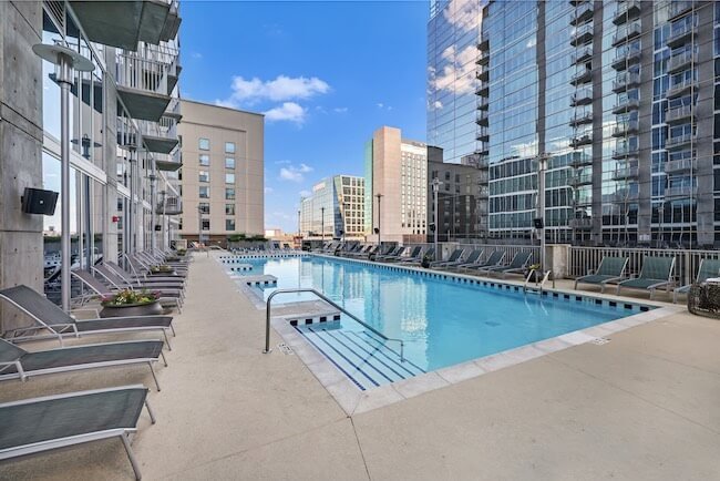 Outdoor Pool at The Encore Condos in Downtown Nashville, Tennessee