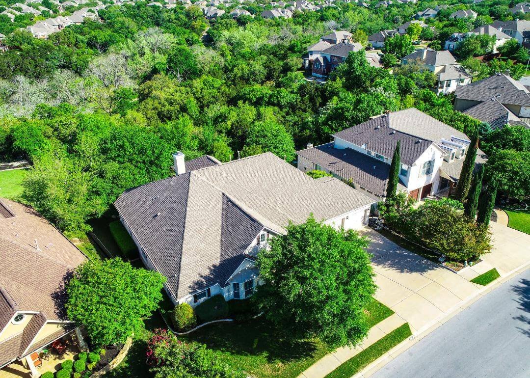 Aerial view of an Austin neighborhood