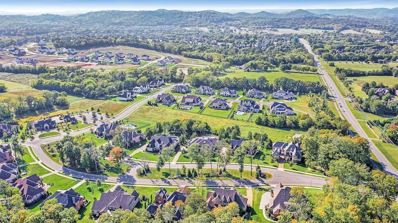 Aerial View of Morgan Farms in Brentwood, TN