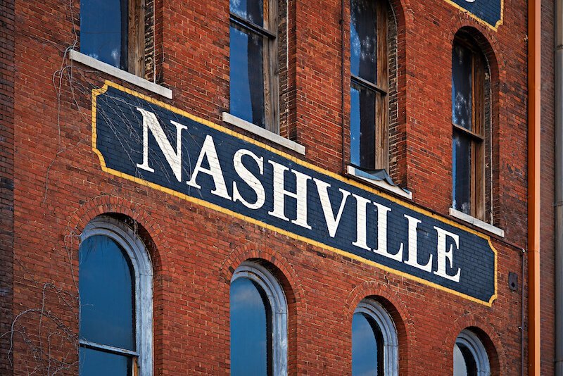 Iconic Nashville Sign on a Brick Building