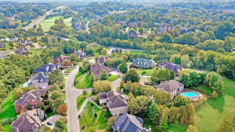 Aerial View of Raintree Forest in Brentwood, TN