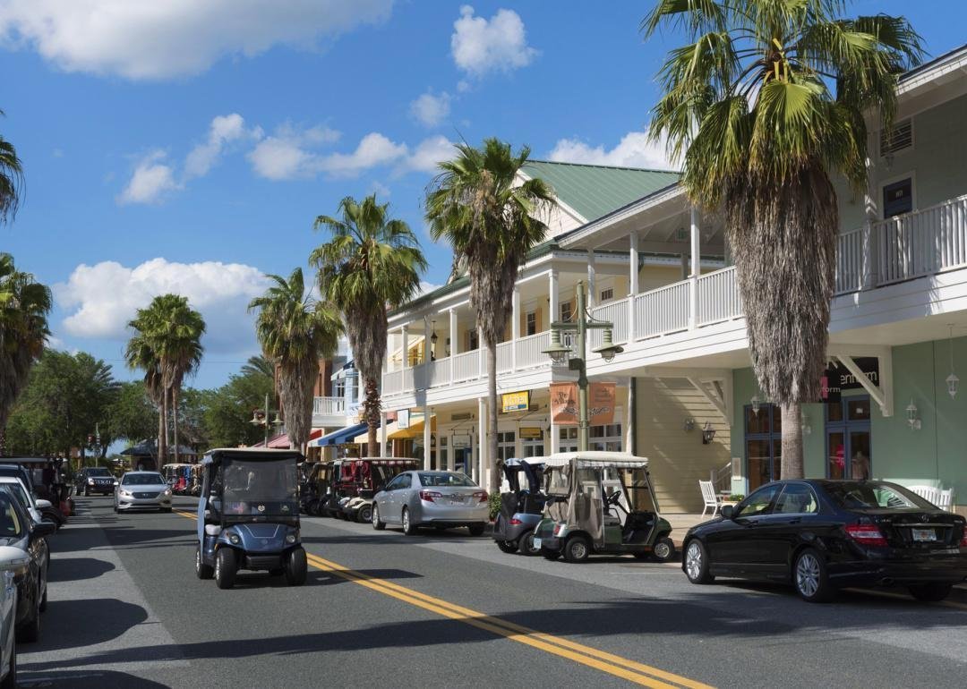 Downtown shopping area in Sumpter Landing in The Villages, Florida.